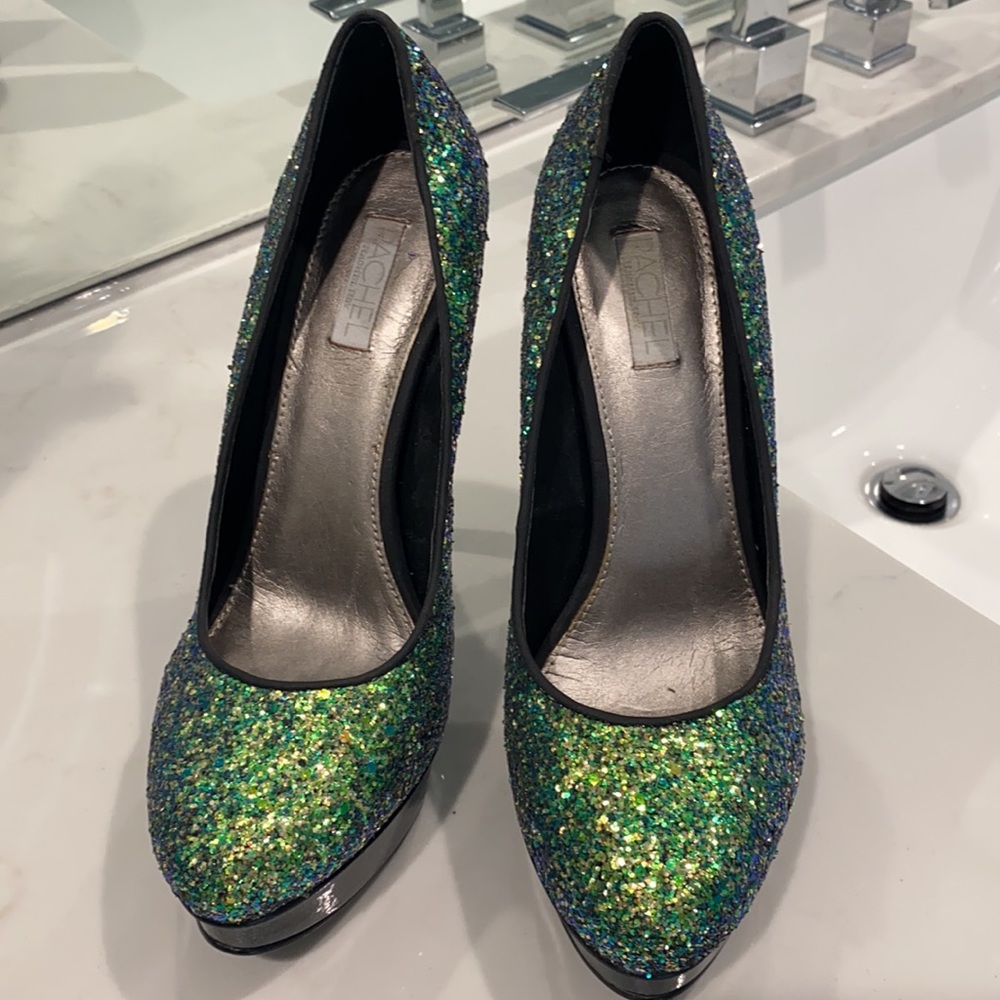 Rachel Roy Size 8.5 NEW Green Glitter Platform - Picture 3 of 5